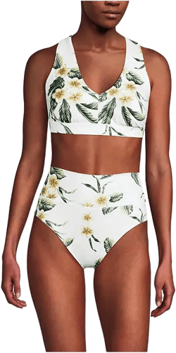 Women's V-Neck Bikini and High Waisted Bottom Swimsuit Set