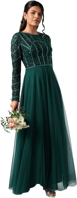 Petite Mixed Gem Tulle Skirt Bridesmaid Dress