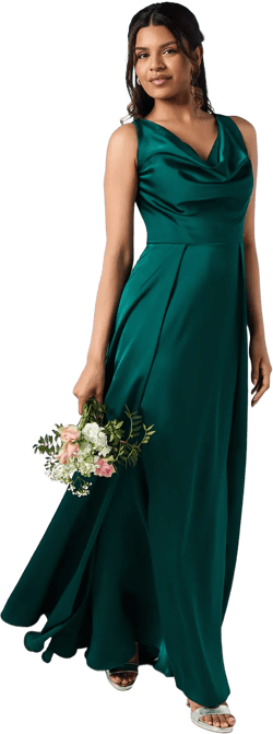 Coast Honoured Petite Sleeveless Cowl Neck Satin Maxi Bridesmaid Dress