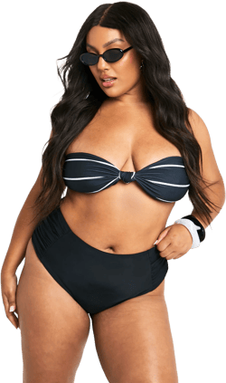 Plus Swimwear Essentials Stripe Bandeau Bikini Top