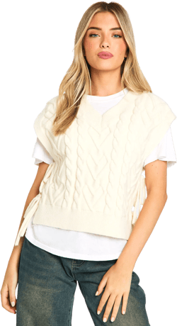 Soft Knit Cable Knit Tie Vest