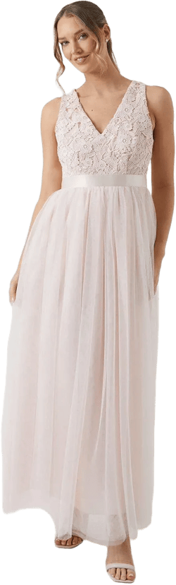 Crochet Lace Two In One Bridesmaid Maxi Dress