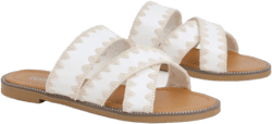Contrast Blanket Stitch Crossover Sandals