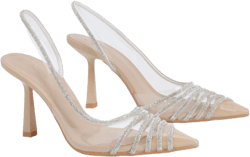 Embellished Clear Singback Court Shoes