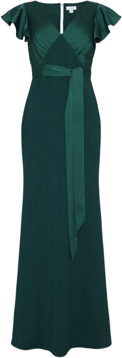 Coast Honoured Petite V Neck Angel Short Sleeve Satin Maxi Bridesmaid Dress