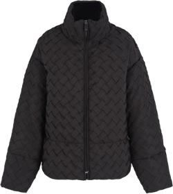 Basket-weave High-neck Jacket In Black