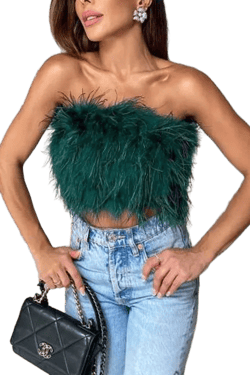 27 Feather Corset Tube Top