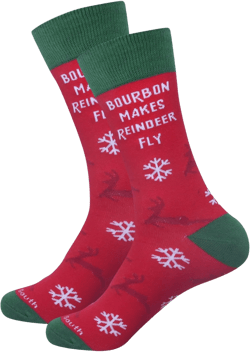 Bourbon Makes Reindeer Fly Socks