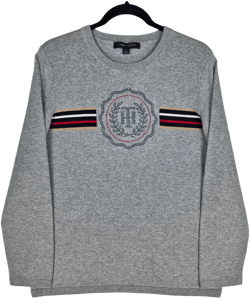 Tommy Hilfiger Womens Grey Crewneck Knit Sweater Size L