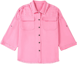 Pink Pearl Beaded Denim Jacket