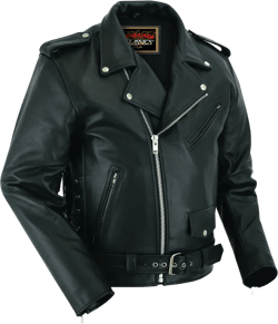 Classic Star Black Men’s Leather Motorcycle Jacket – Adjustable Fit