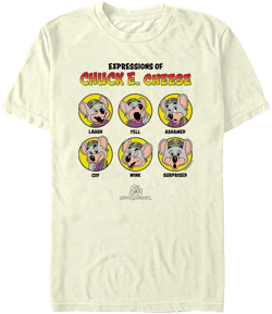 Mens Chuck E. Cheese Classic Expressions T Shirt - Beige - 2X Large