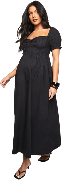 MATERNITY COTTON MILKMAID MIDAXI SKATER DRESS