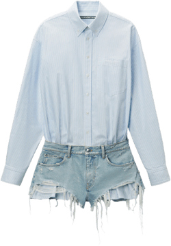 Pre-styled Shirt & Denim Short Romper