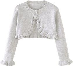 Girls Cardigan Sweater - Toddler Kids Long Sleeve Button Knitting Cotton Shrug Cropped Cover Up Sweaters Tops 2025 02# Gray 9 Years