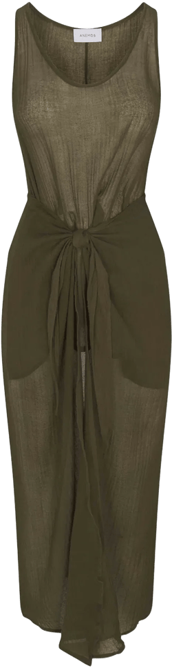 D.K. Midi Wrap Dress in Woven Bamboo Cotton Gauze