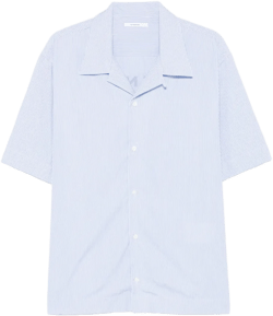 cotton pinstripe bowling shirt