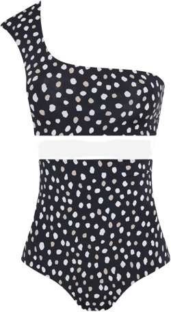 Marjory asymmetrical polka-dot bikini set