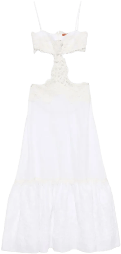 lace-insert tiered dress