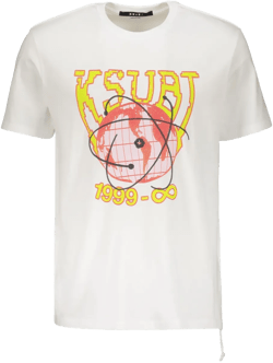 globe-print ribbed T-shirt