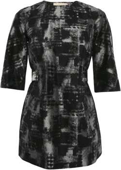 abstract-print belted tunic