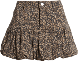 BP. Leopard Print Denim Bubble Miniskirt
