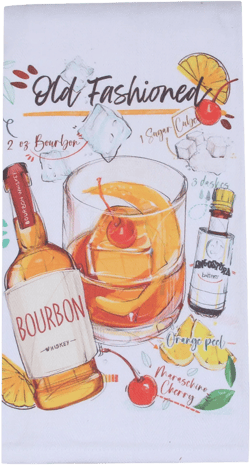 Old Fashioned Bourbon Recipe Tea Towel