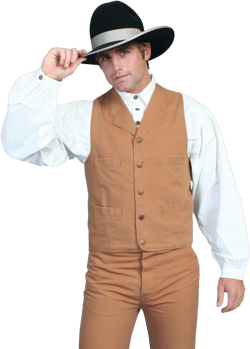 Scully Leather Brown Canvas Mens Vest
