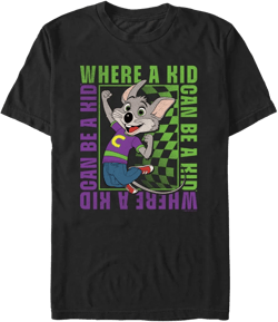 Mens Chuck E. Cheese Be a Kid T Shirt - Black - 2X Large