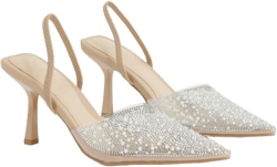Pearl Embellished Slingback Court Heels