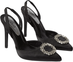 Serenity Satin Brooch Detail High Heel Slingback Court Shoes