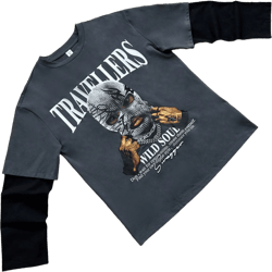 SHEIN Teen Boy Loose Casual Round Neck Graphic Print Long Sleeve Pullover Tee