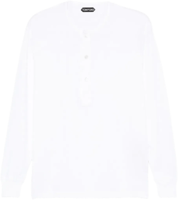 long-sleeve button-placket T-shirt