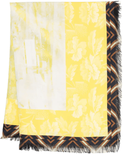 floral-print fringed scarf