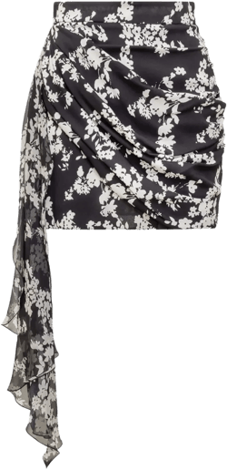 floral-print draped mini skirt