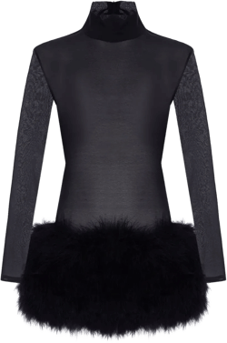 Elly In Mystere feather-trimmed mini dress