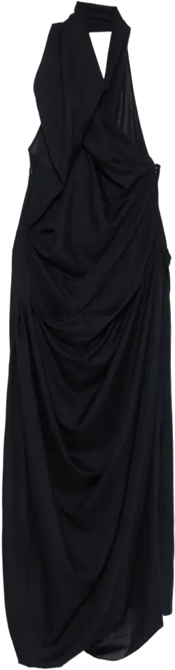 halter-neck draped dress