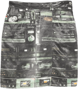 2000s cassette-tape print skirt