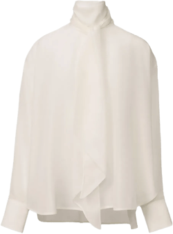 high-neck silk blouse