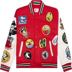 Embroidered-patches Bomber Jacket In Red
