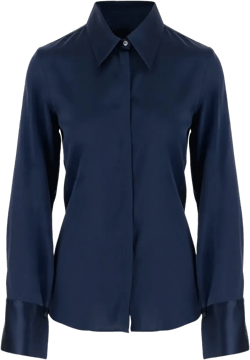 pointed-collar silk shirt