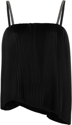 pleated metallic-trim vest top