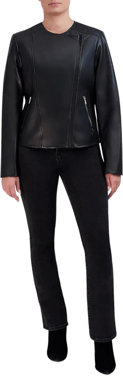 Cole Haan Women's Leather Casual Classic Jacket X-Small Black