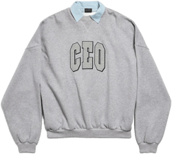 Women's Ceo Team Logo Shirt Collar Crewneck in Heather Grey