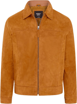 Mens Classic 100% Genuine Goat Suede Leather Harrington Biker Jacket X-Large Tan