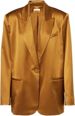 Oversized Silk Satin Blazer In Brown