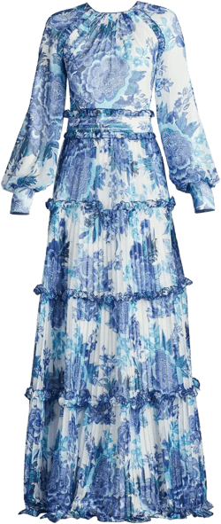 floral-print tiered maxi dress