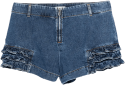 ruffled denim shorts