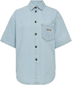short-sleeve denim shirt