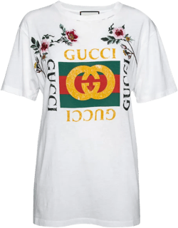 floral-embroidered T-shirt